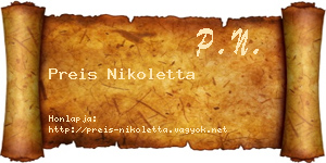 Preis Nikoletta névjegykártya